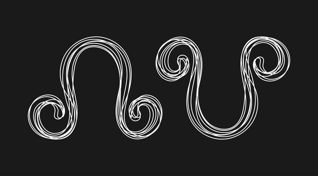 Solar rahu ketu signs hand drawn with white chalk. Vector astrological symbols