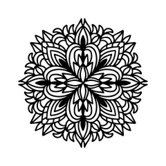 Vector illustration of an isolated Mandala on a white background. Henna, tattoo, floral pattern.