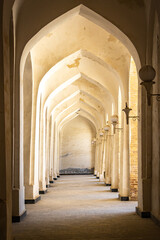 cloister, detail of a mosque, khalon comlex, Medressa, Buchara, Buxoro, Bukhara, Uzbekistan, silk road, central asia