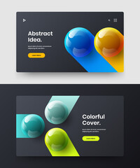 Premium realistic balls cover layout composition. Clean corporate identity design vector illustration bundle.