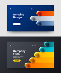 Minimalistic company cover vector design template bundle. Abstract 3D balls flyer concept collection.