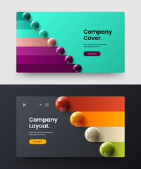 Original 3D balls catalog cover template bundle. Colorful landing page vector design concept set.