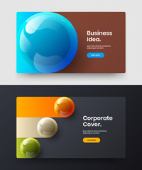 Isolated site design vector layout set. Minimalistic realistic balls corporate identity template collection.
