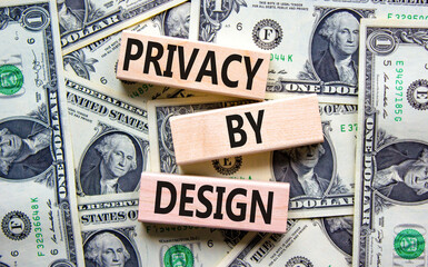 Privacy by design symbol. Concept words Privacy by design on wooden blocks on a beautiful...
