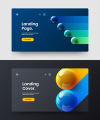 Amazing poster vector design concept set. Unique 3D spheres company cover template composition.