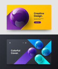 Premium presentation vector design layout collection. Unique 3D spheres site template set.