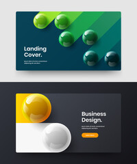 Original company brochure vector design template composition. Bright realistic balls catalog cover illustration bundle.