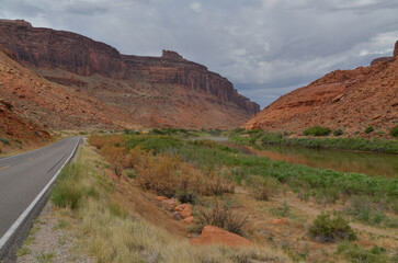 part of Upper Colorado River Scenic Byway (Utah State Route 128) between Castle Valley and Moab, UT