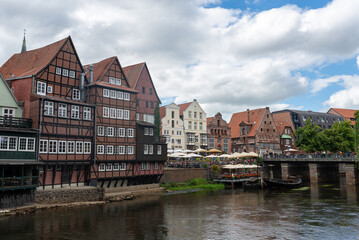 view on famous stintmarkt in the city of luneburg germany