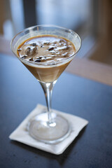 Chocolate liqueur whit whiskey in a glass