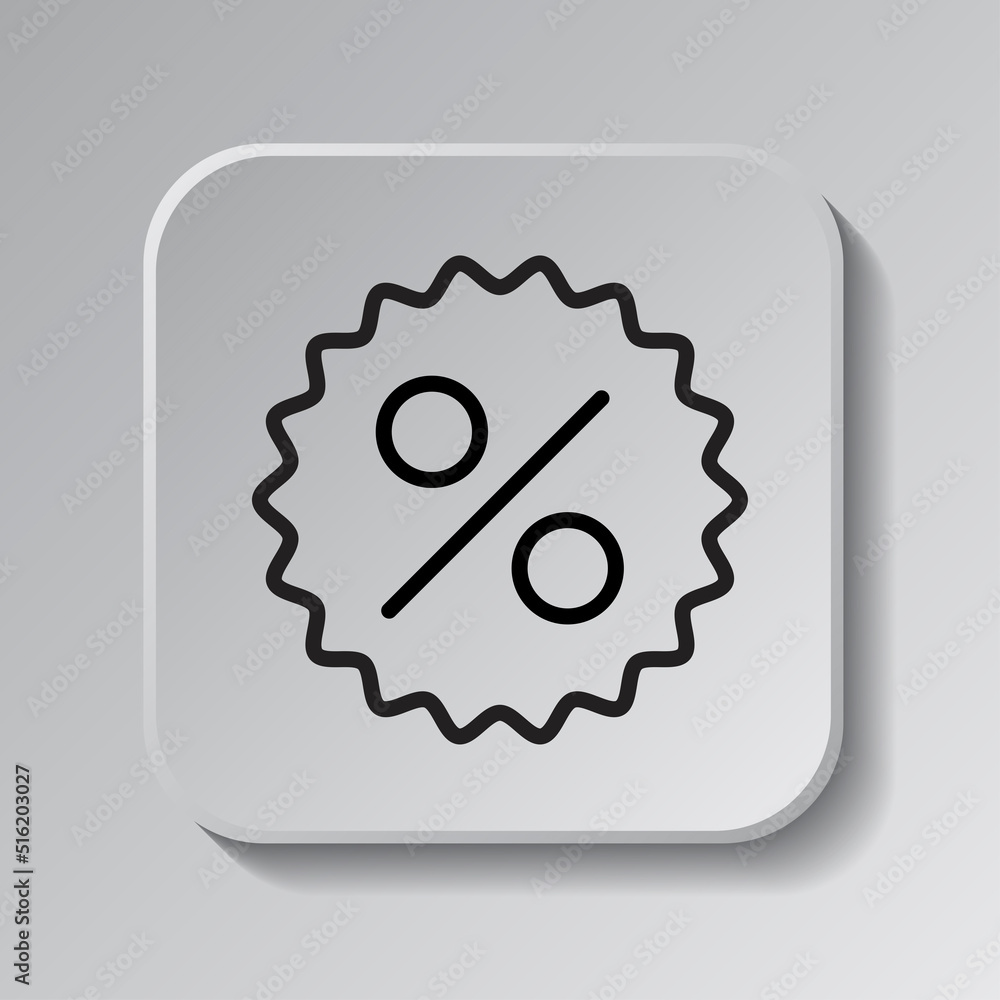 Poster discount icon vector. flat design. black icon on square button with shadow. grey background.ai