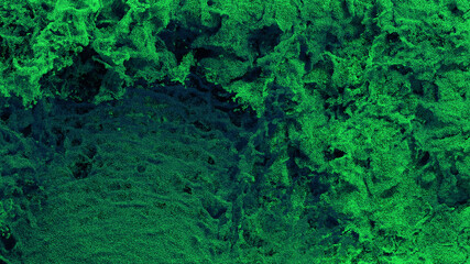 Millions of Tiny Green Particles Filling the screen with many Waves and Swirls on Black