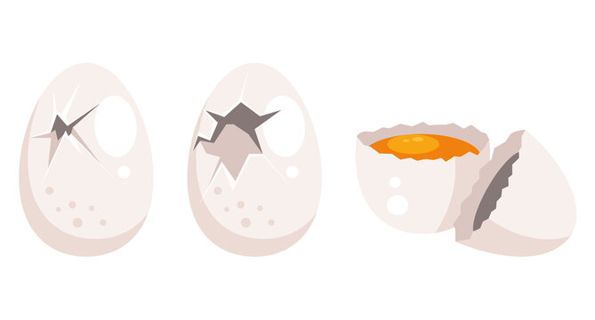 Broken egg isolated set collection. Vector flat cartoon graphic design illustration