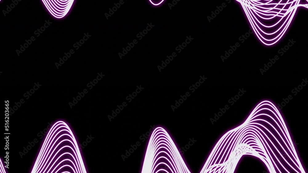 Poster abstract purple colored streaks. design. moving and bending animated strings on a black background.