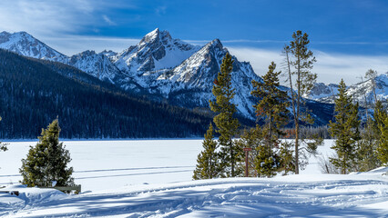 Famous Mountain peak in Idaho winter
