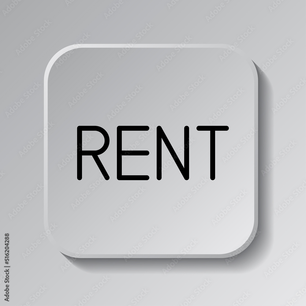 Poster rent simple icon vector. flat design. black icon on square button with shadow. grey background.ai