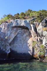 Ngatoroirangi Mine Bay Maori Rock Carvings in Taupo in new zealand