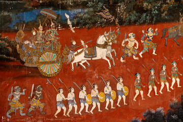 The interior of the Silver pagoda compound walls is covered with murals depicting stories from the Khmer version of the classic Indian epic, the Ramayana.  © Julian