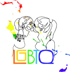 illustration of the abstract outlines of women on the white background, LGBT concept