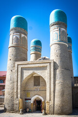 chor minor mosque, 4 domes, cuppolas, Buchara, Buxoro, Bukhara, Uzbekistan, silk road, central asia