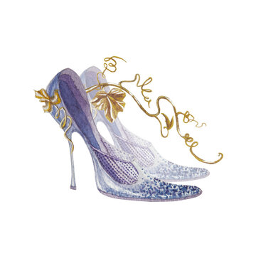 Cinderella's crystal slipper on a white background.