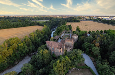 Fototapeta na wymiar Aerial countryside view - Historic roman old fortress