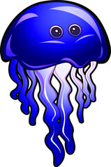 The jellyfish is a free-floating marine animal with Umbrella-shaped bells and dangling tentacles. Vector colorful illustrations of jellyfish, floating sea creatures with watercolor vector illustration