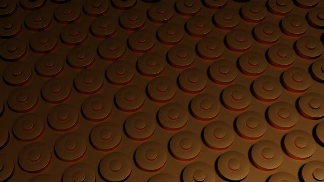 Futuristic surface concept with moving convex round shapes. Design. Trendy sci fi technology background with metal golden grid.
