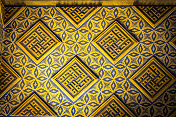 pattern with mosaic, gold, Samarkand, Gur-e-Amir, mausoleum, mosque, silk road, Uzbekistan, Central Asia