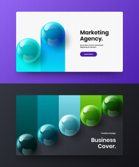 Simple company cover vector design illustration collection. Fresh realistic spheres banner concept set.