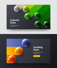 Simple 3D spheres website layout set. Amazing flyer design vector concept composition.