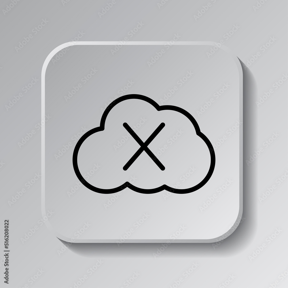 Aufkleber deny, cloud simple icon vector. flat design. black icon on square button with shadow. grey backgroun