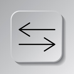 Exchange simple icon vector. Flat design. Black icon on square button with shadow. Grey background.ai