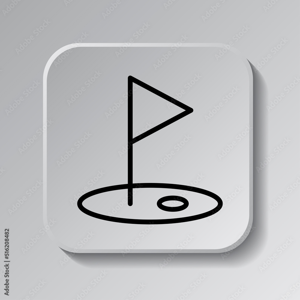 Aufkleber golf simple icon vector. flat design. black icon on square button with shadow. grey background.ai