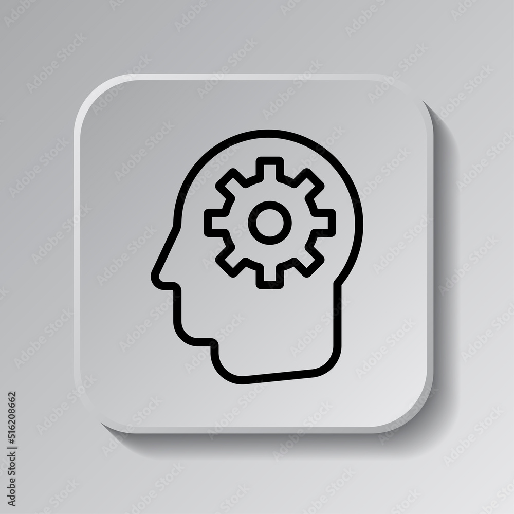 Poster head gear simple icon vector. flat design. black icon on square button with shadow. grey background.
