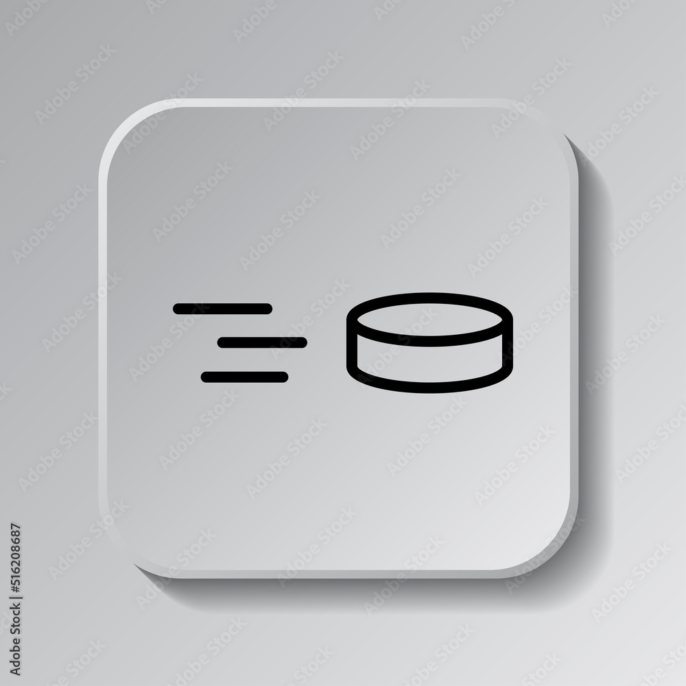 Poster hockey icon vector. flat design. black icon on square button with shadow. grey background.ai