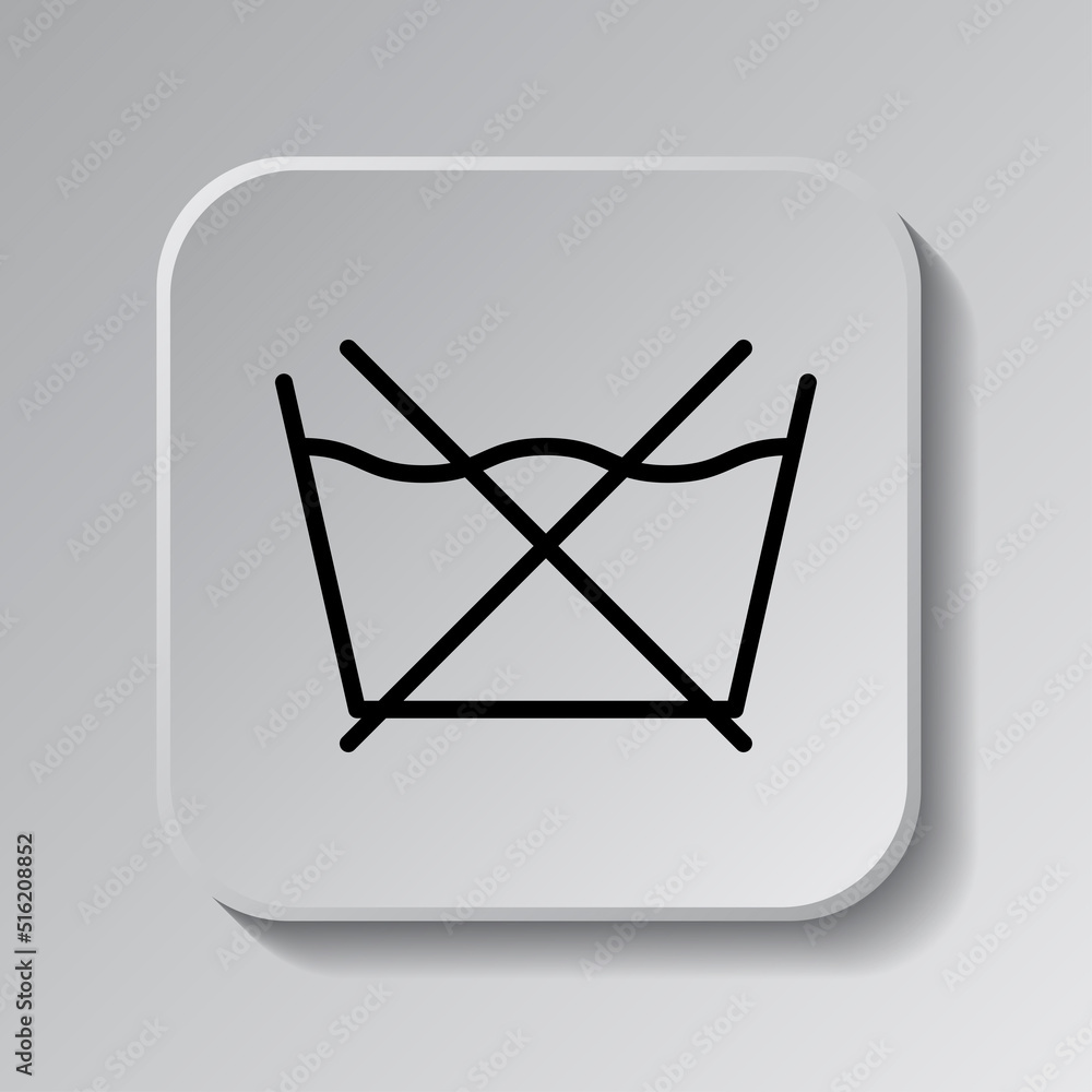 Aufkleber laundry icon vector. flat design. black icon on square button with shadow. grey background.ai