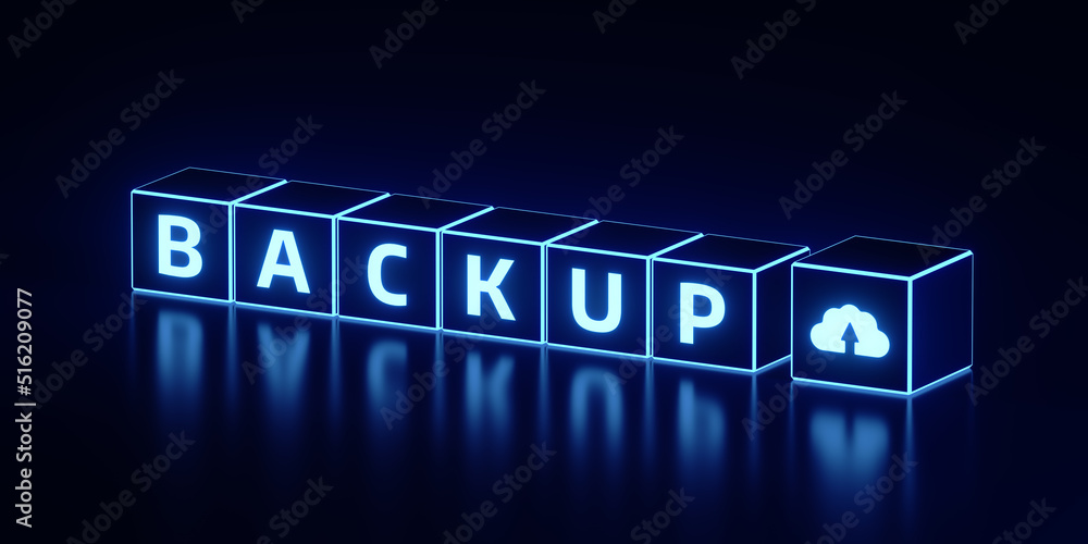 Poster backup storage data internet technology business concept. 3d render illustration