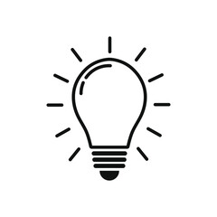Light bulb line icon vector, isolated on white background.