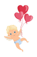 Illustration with cute cartoon cupid. St. Valentine's Day.