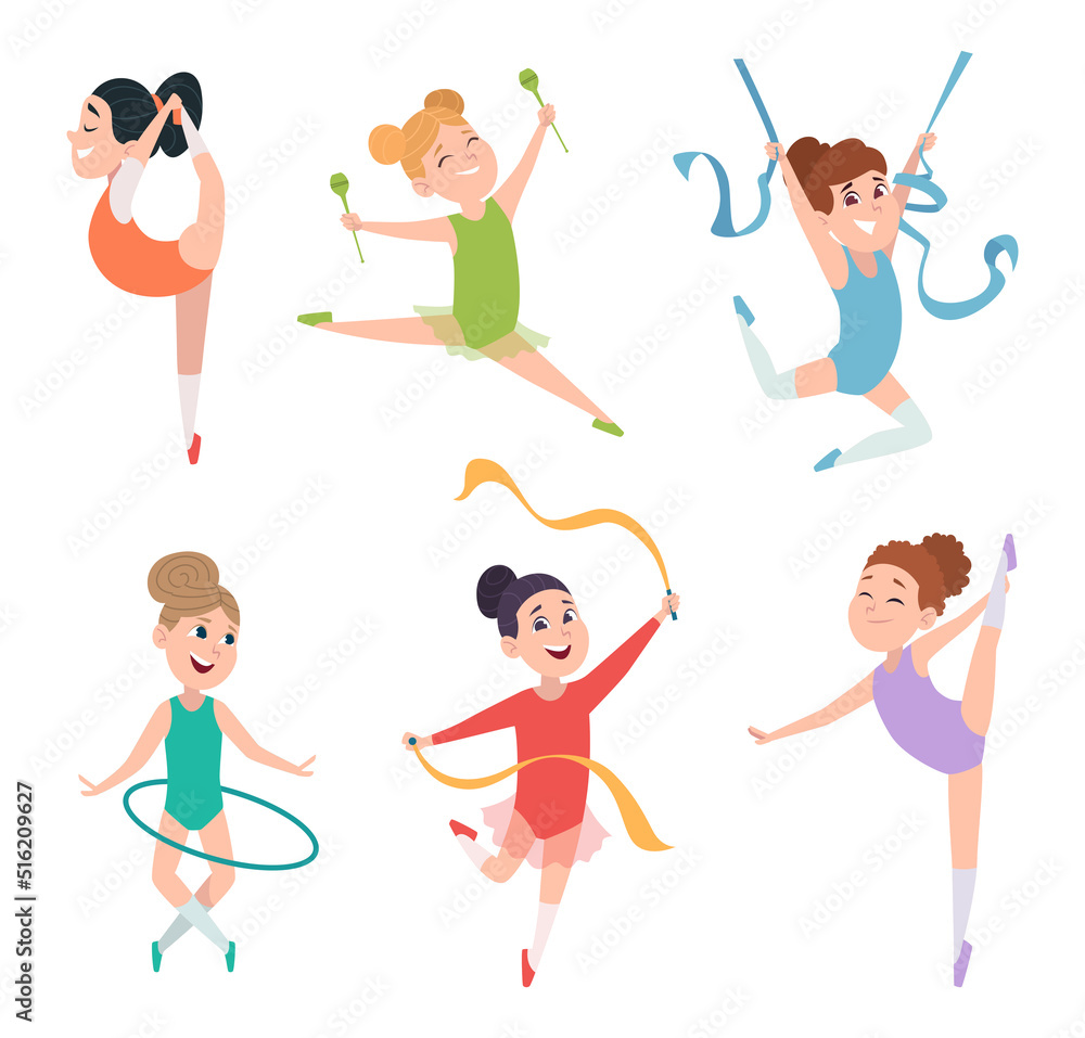 Canvas Prints gymnastics kids. active style little sport people acrobatic performance exact vector cartoon charact