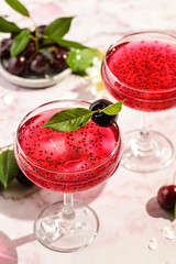 cherry drink with chia seeds
