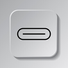 USB-C simple icon vector. Flat design. Black icon on square button with shadow. Grey background.ai