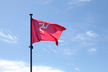 Flag of Mann waving