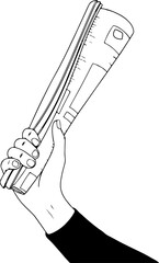   Vector illustration of a hand holding the newspaper