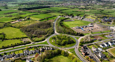 Fototapeta na wymiar Aerial photo Ballee Seven Towers Roundabout Ballymena Co Antrim Northern Ireland