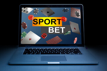 winning a bet in online sport gambling application on laptop