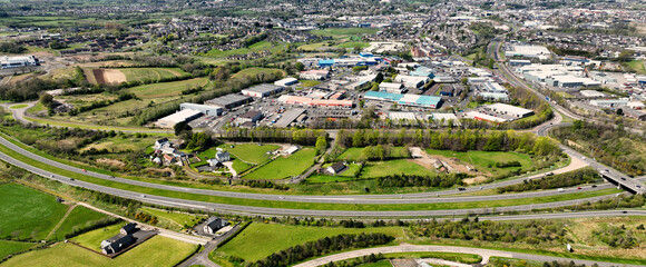 Aerial photo of Pennybridge Industrial Estate and buildings Ballymena Co Antrim Northern Ireland
