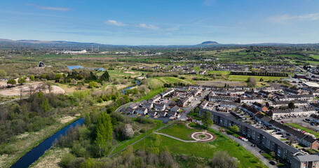 Fototapeta na wymiar Aerial photo of Residential homes in Ballymena Co Antrim Northern Ireland