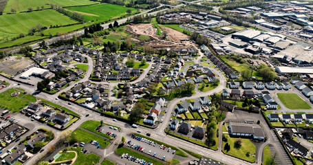 Aerial photo of Residential homes in Ballymena Co Antrim Northern Ireland